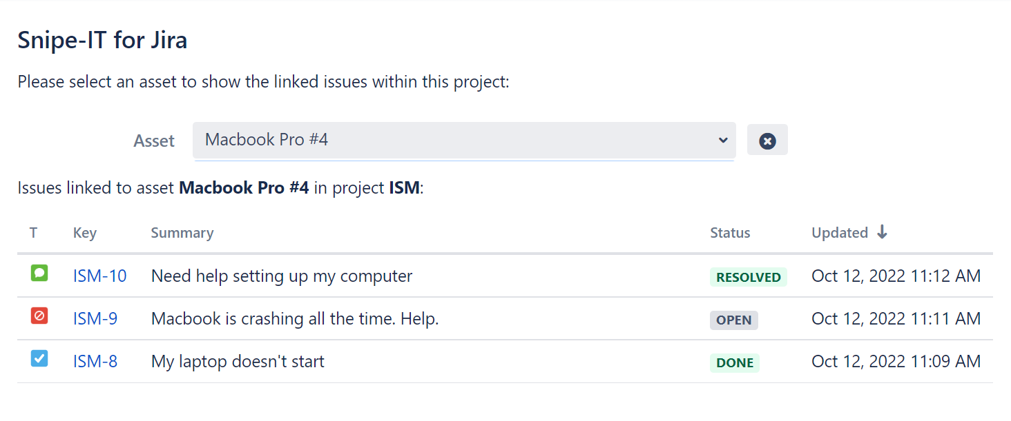 Snipe-IT for Jira Asset Search