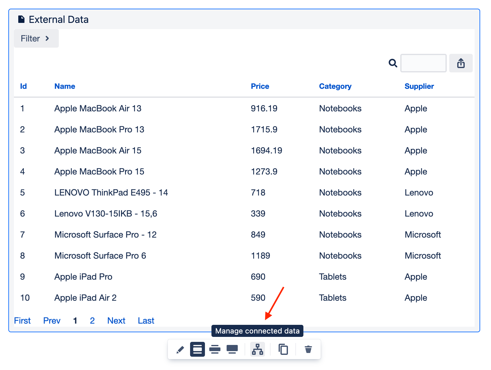 Click on Manage connected data