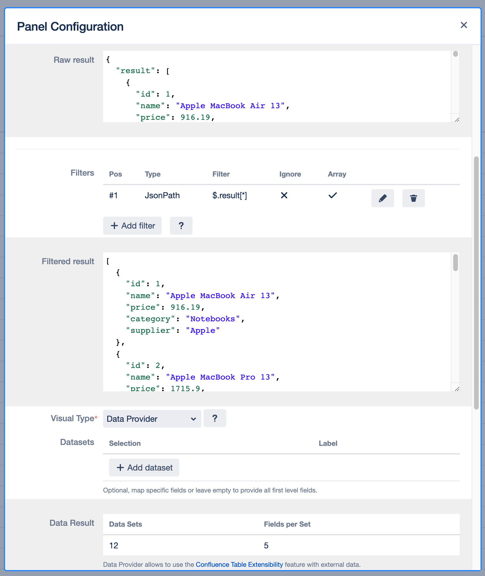 Panel Configuration Example