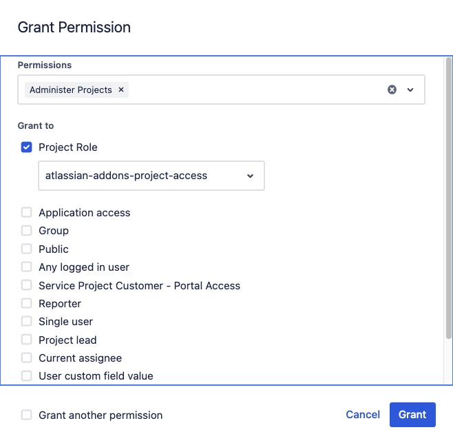 Jira Grant Permission Screen