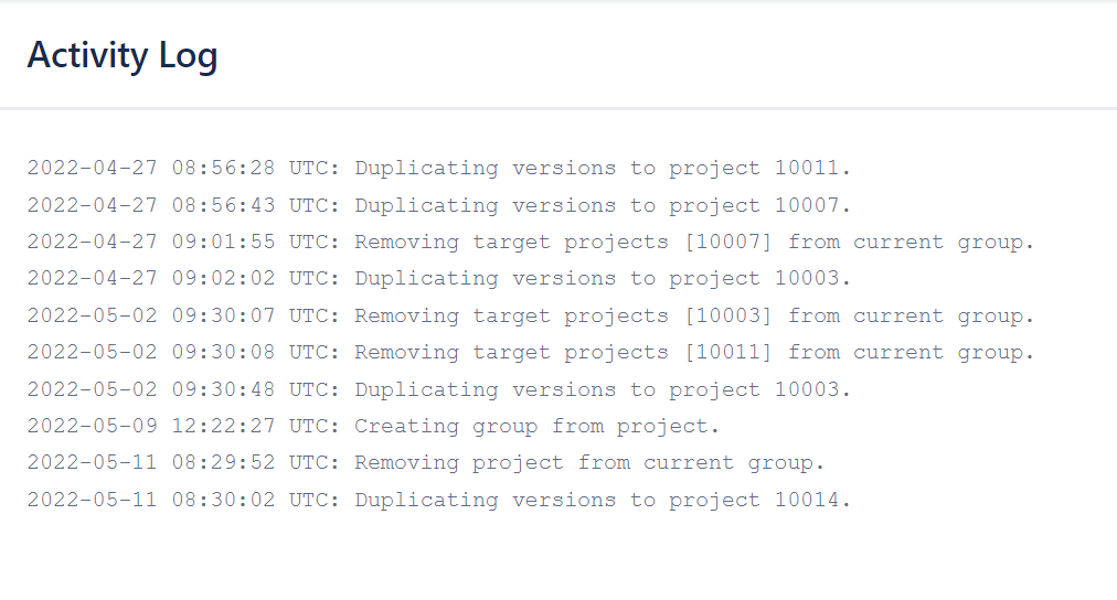 Version Sync for Jira Activity Log