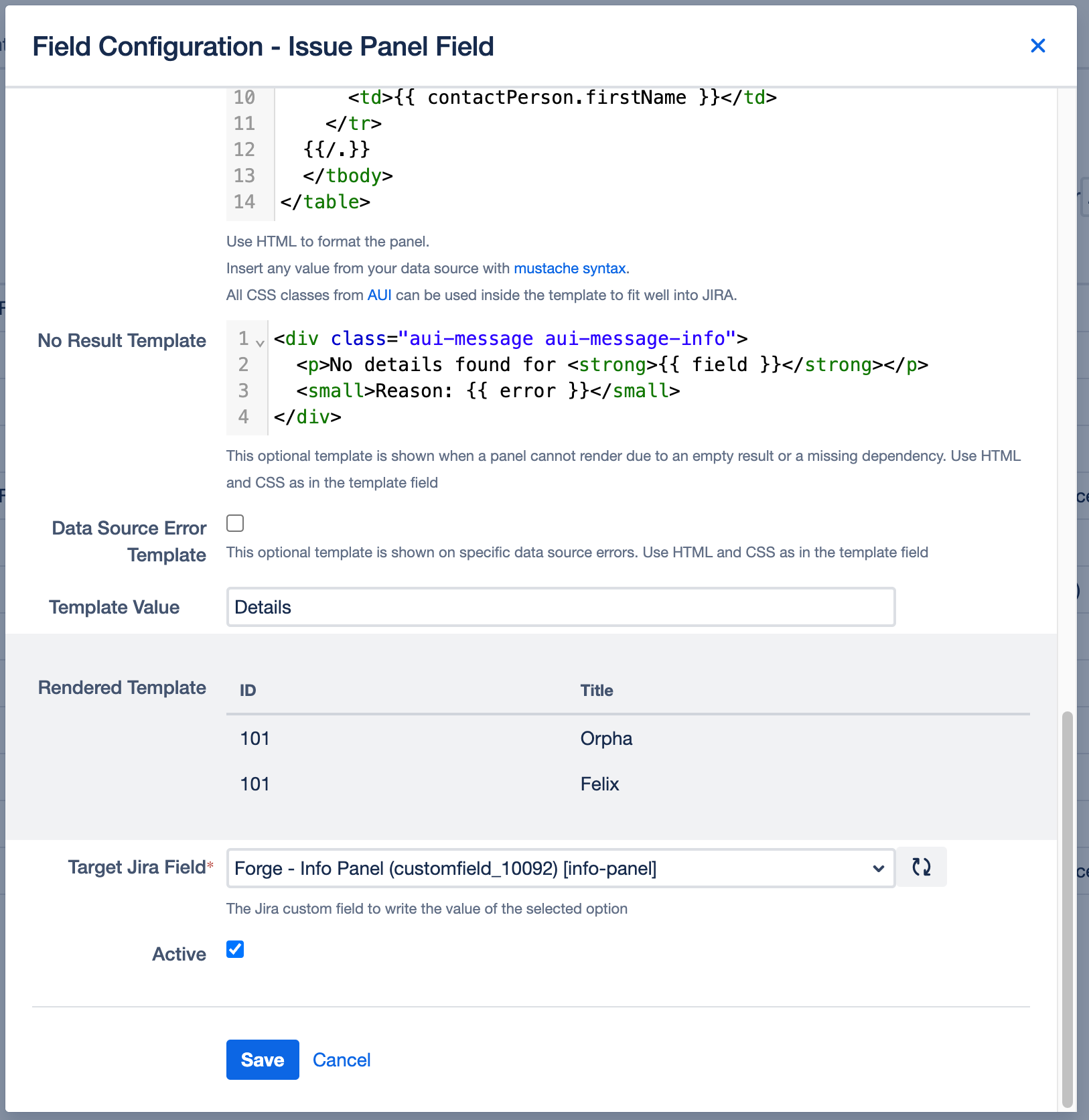 Target Jira Field