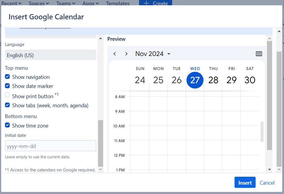 Google Calendar Custom Settings