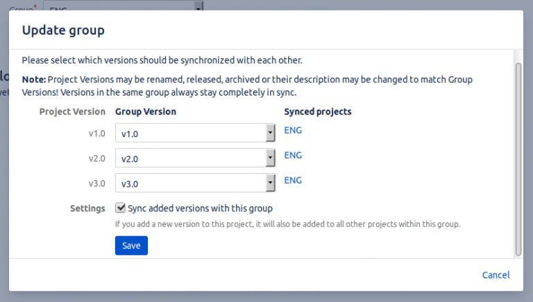 Update group dialog
