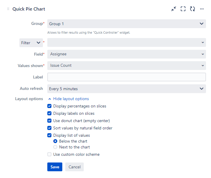 Quick Filters for Jira Dashboards Quick Pie Chart configuration