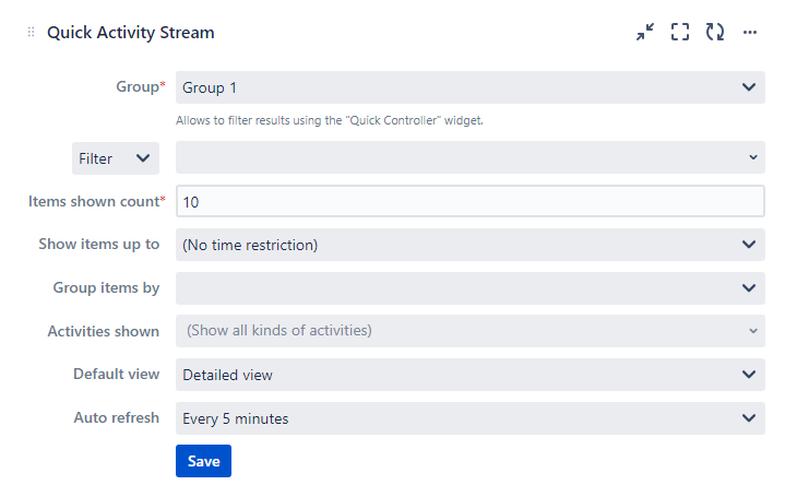 Quick Filters for Jira Quick Activity Stream configuration