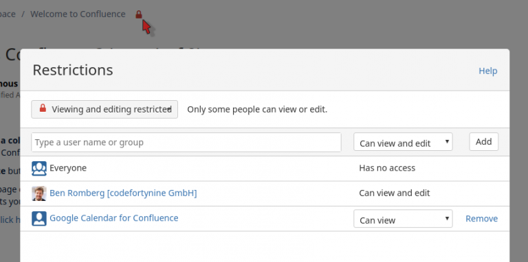 Edit Confluence resttrictions