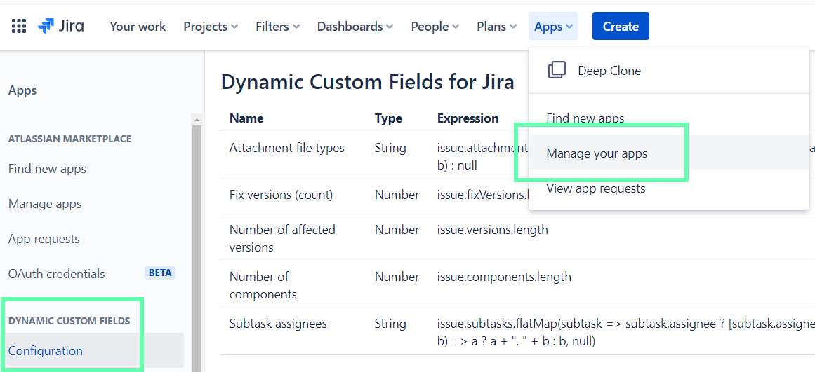 Dynamic Fields configuration