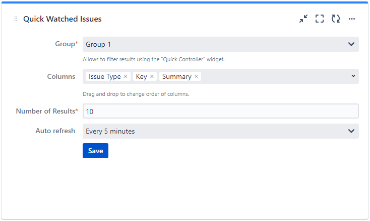 Quick Filters for Jira Dashboards Quick Watched Issues configuration