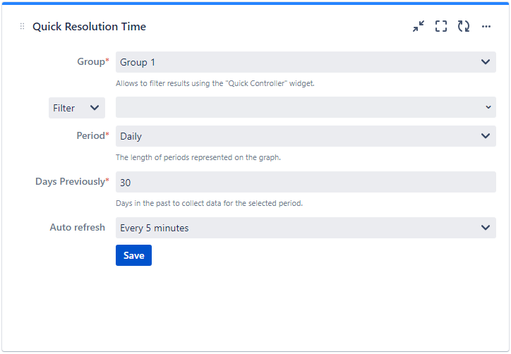 Quick Filters for Jira Dashboards Quick Resolution Time gadget configuration