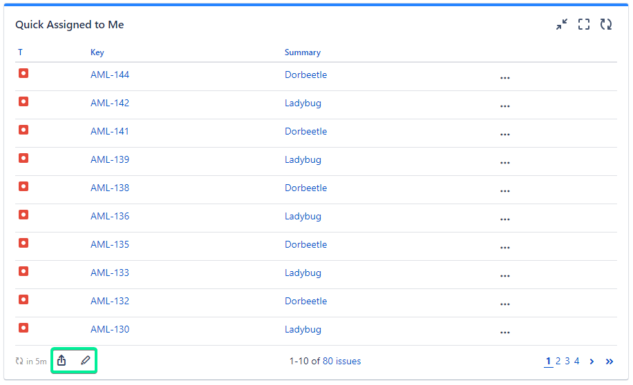 Quick Assigned to Me dashboard gadget