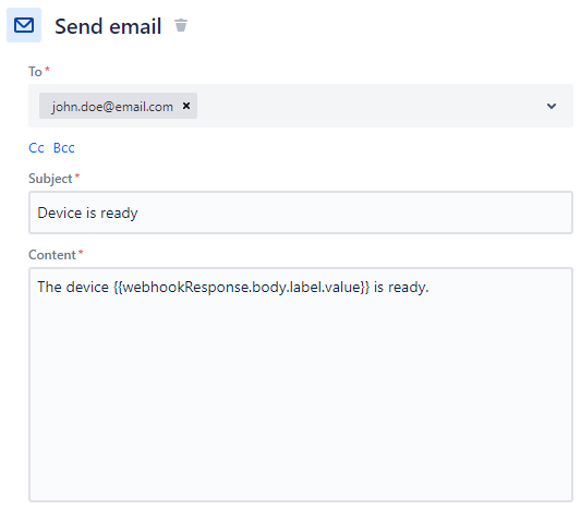 Send Email with Snipe-IT smart value