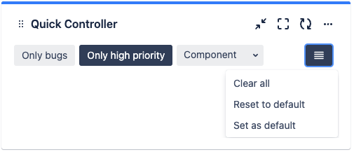 Quick Controller Default Value Menu